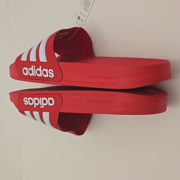 NWT Adidas Red White Adilette Shower Slides Sandals Made In Italy Size Men\'s 18